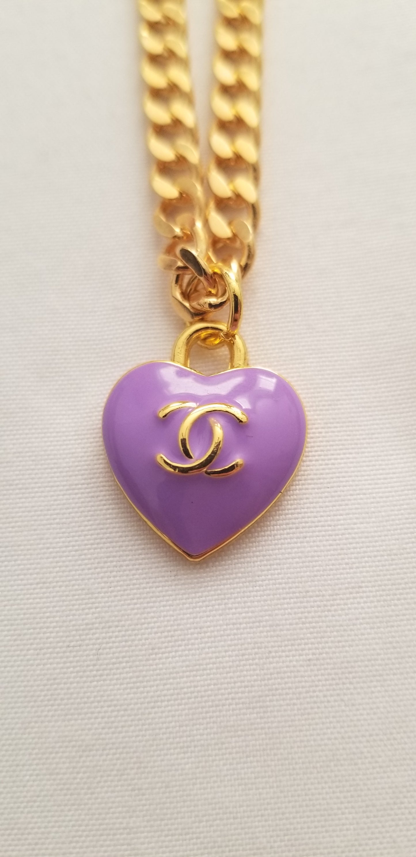 Chanel Lilac Heart Necklace Repurposed