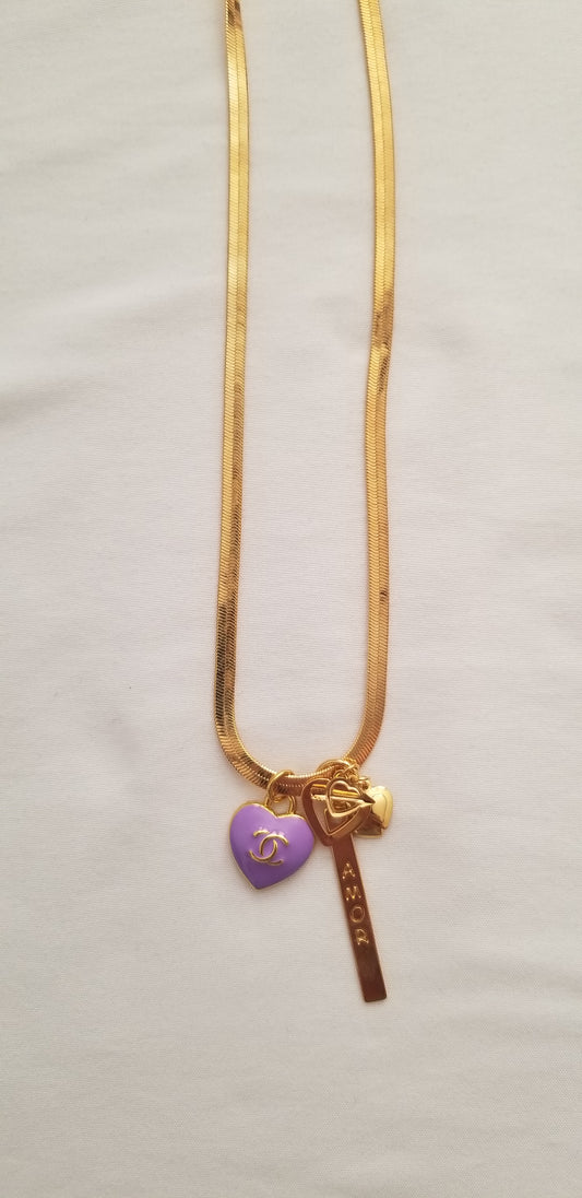 Chanel Lilac Heart Necklace Repurposed