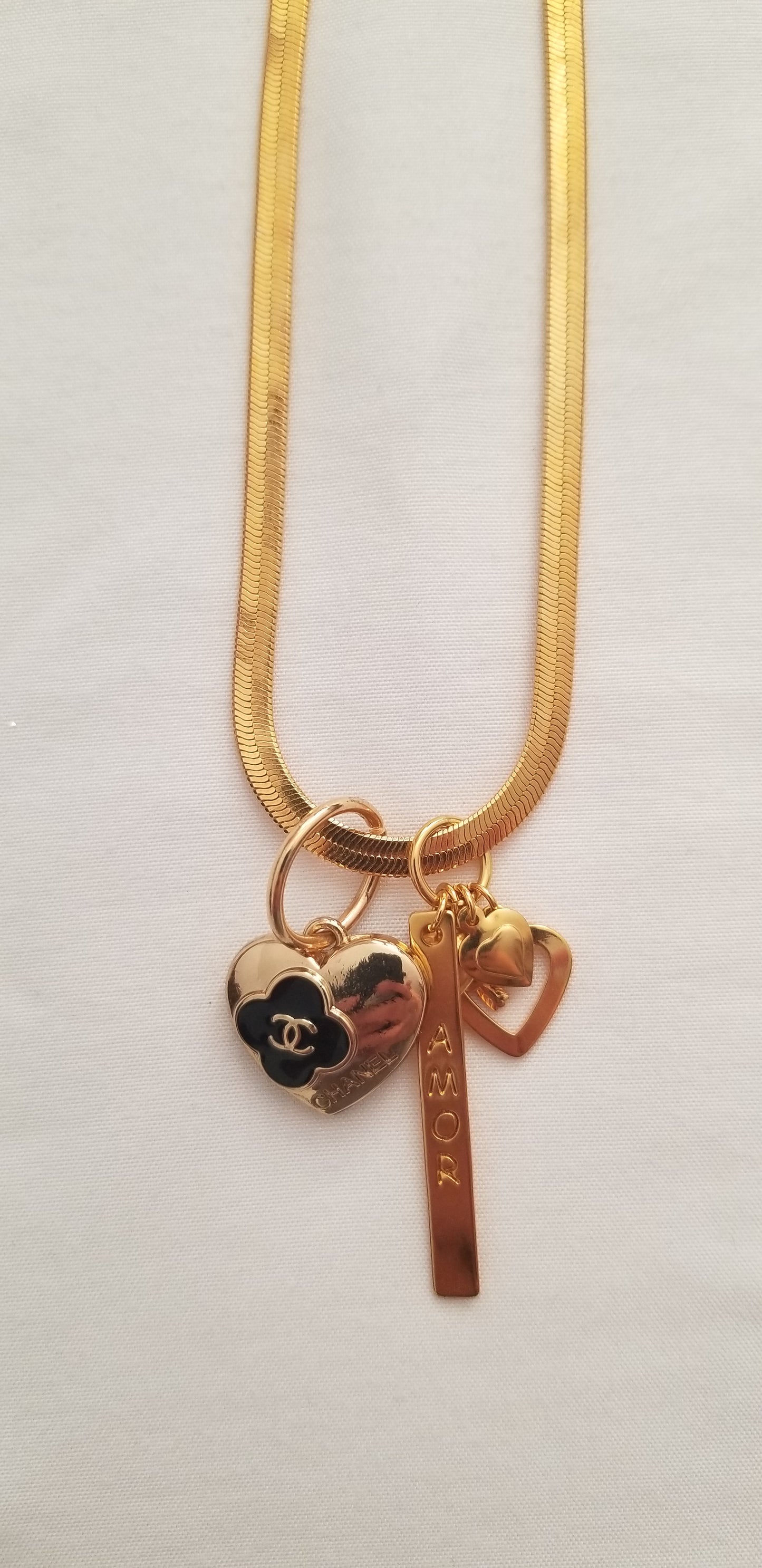 Chanel Gold Heart Necklace Repurposed