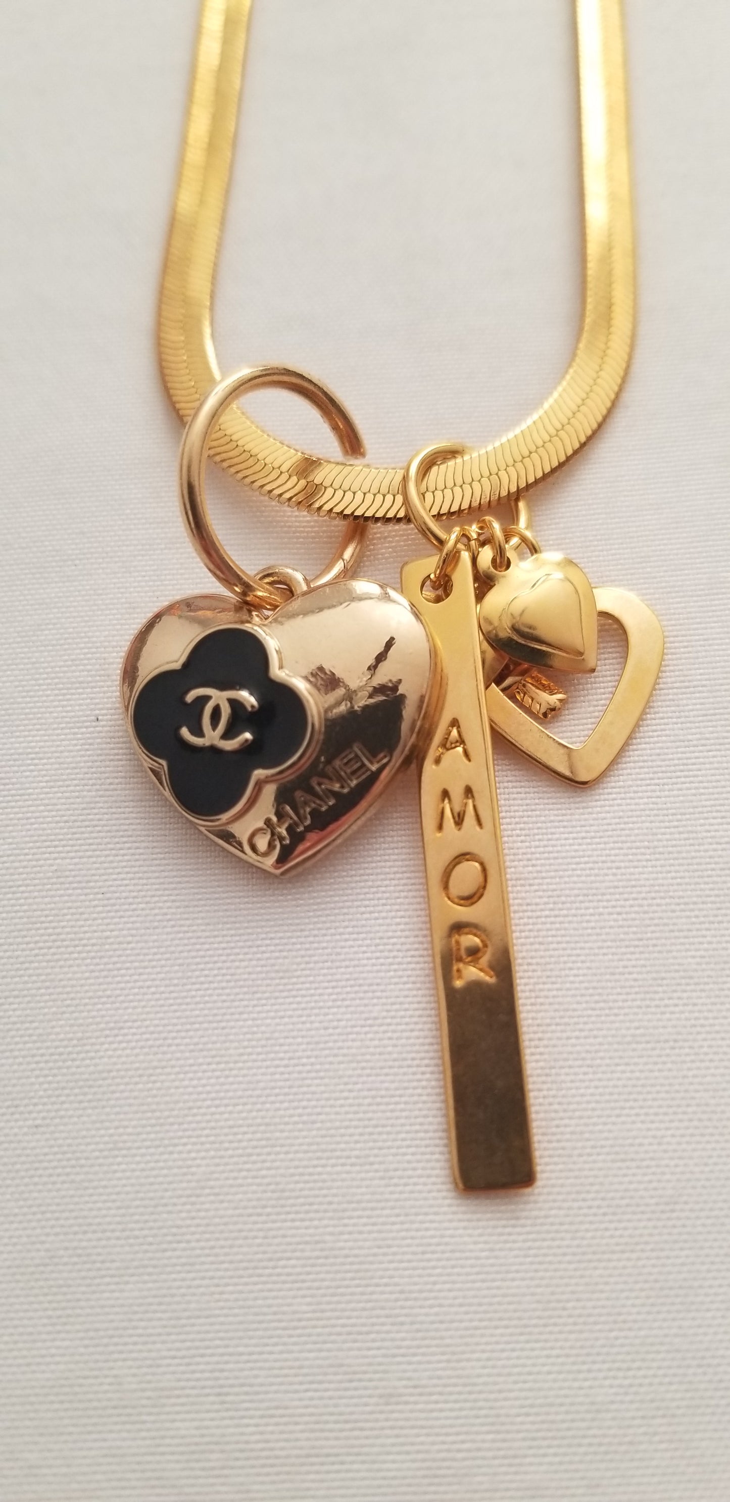 Chanel Gold Heart Necklace Repurposed