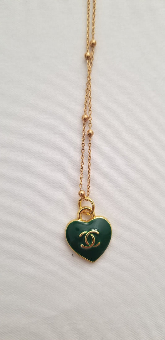 Chanel Green Heart Necklace Repurposed