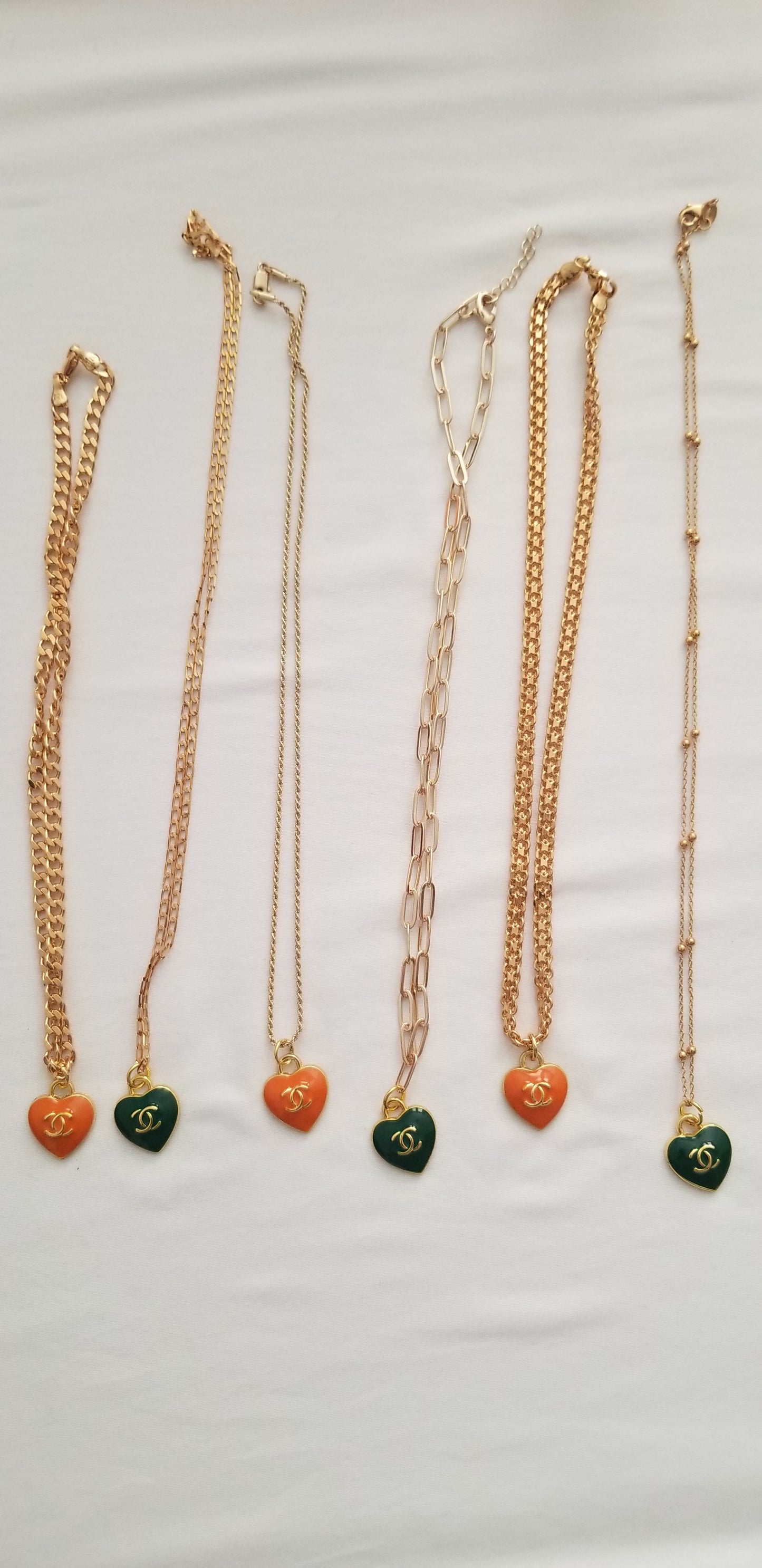 Chanel Green Heart Necklace Repurposed