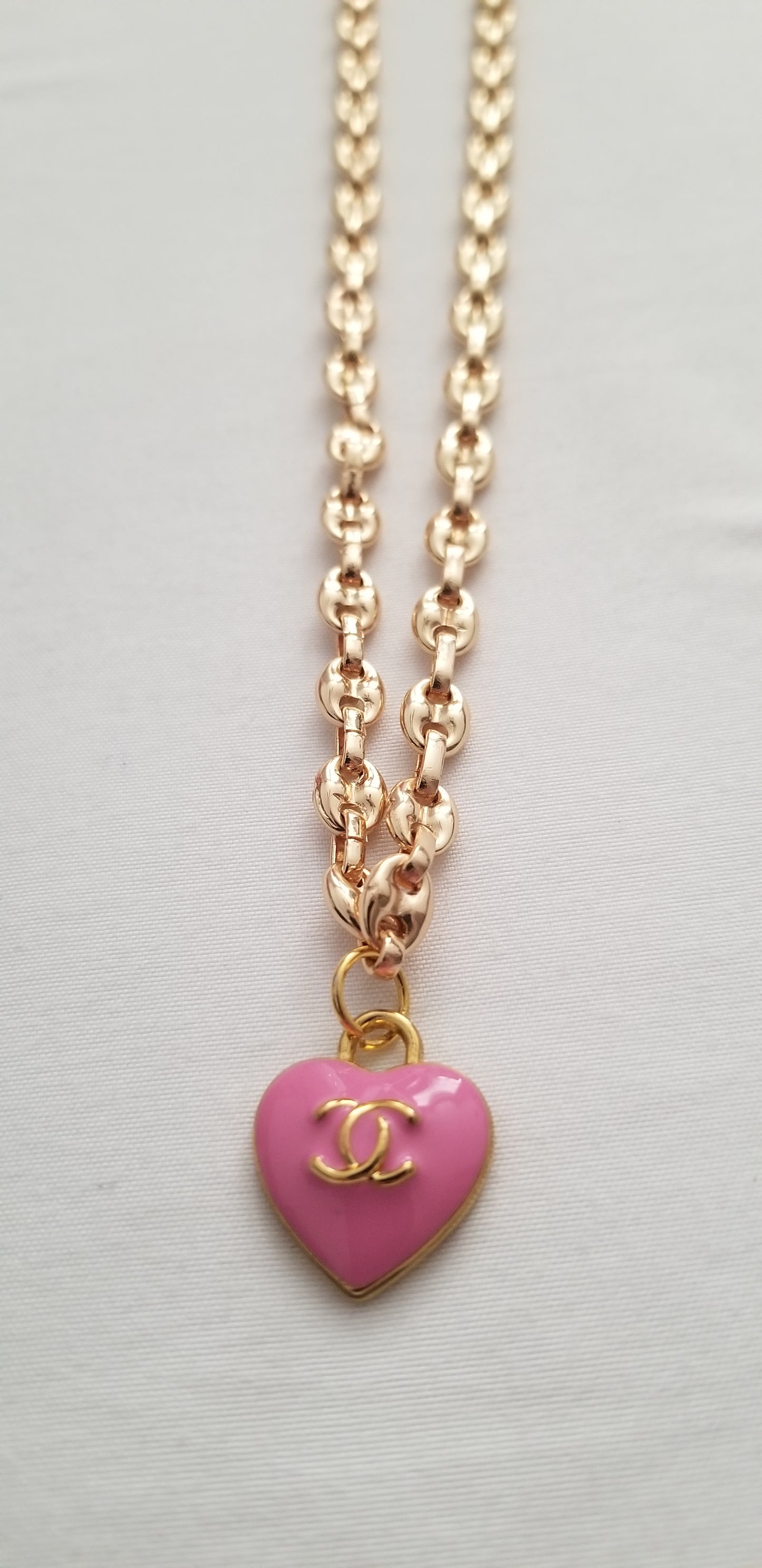 Chanel Pink Hearts Necklace- Repurposed