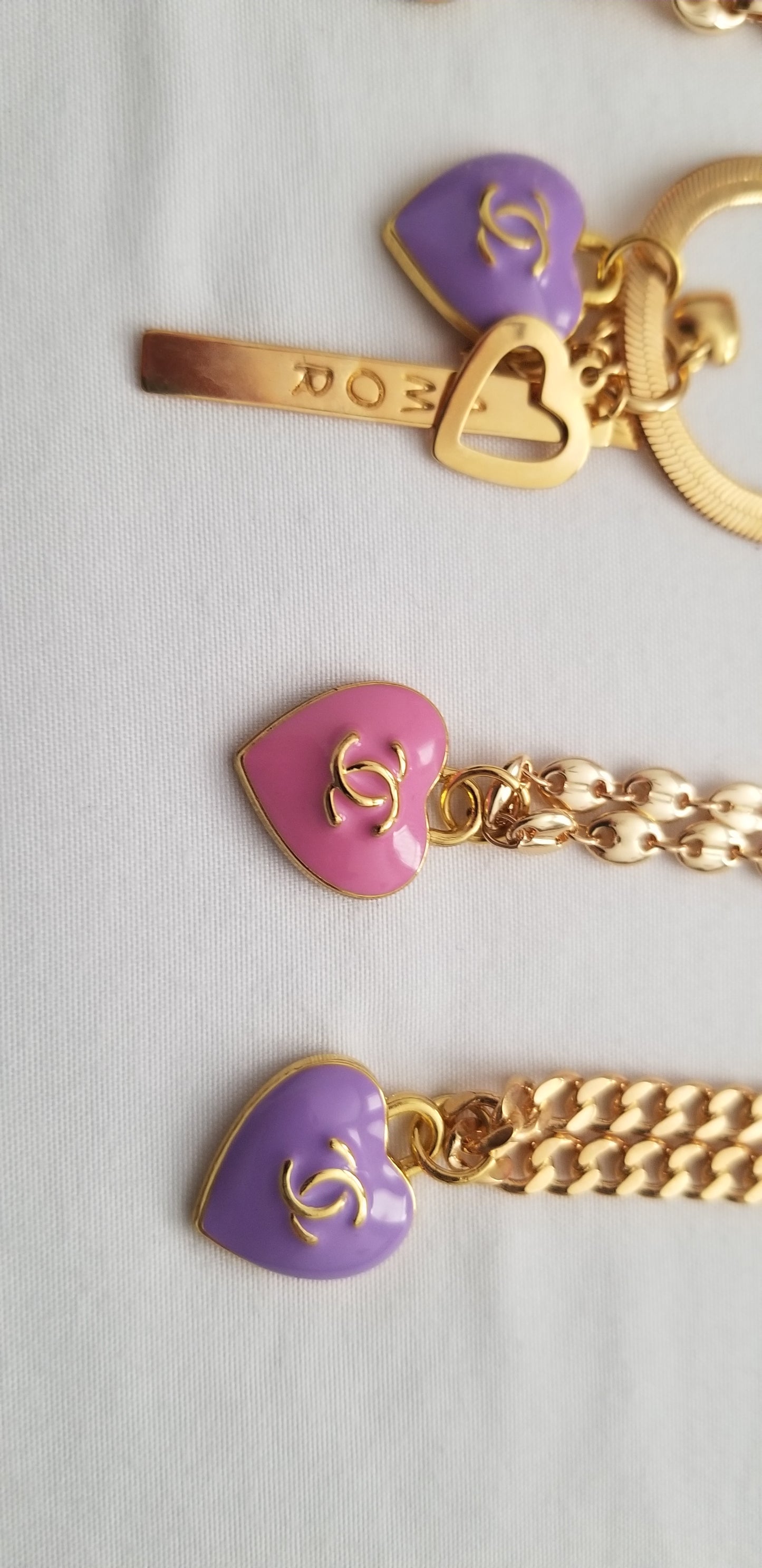 Chanel Pink Hearts Necklace- Repurposed