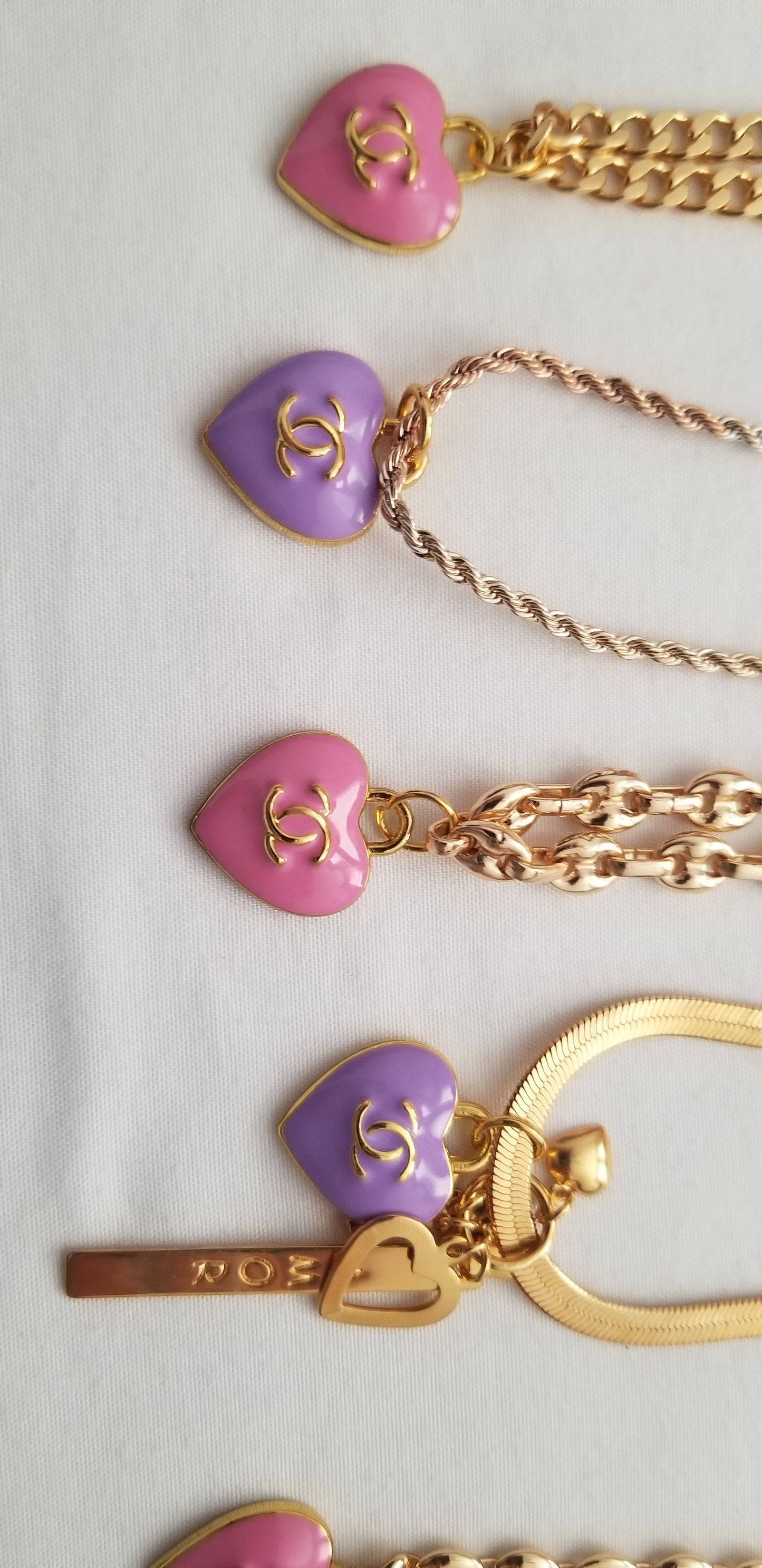 Chanel Pink Hearts Necklace- Repurposed