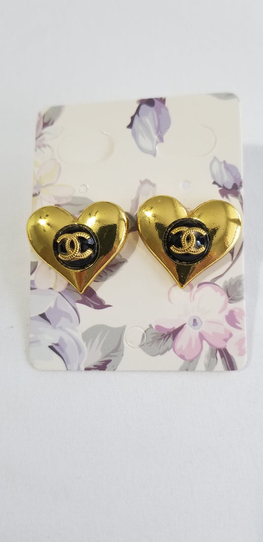 Chanel Gold Hearts Large Earrings Repurposed