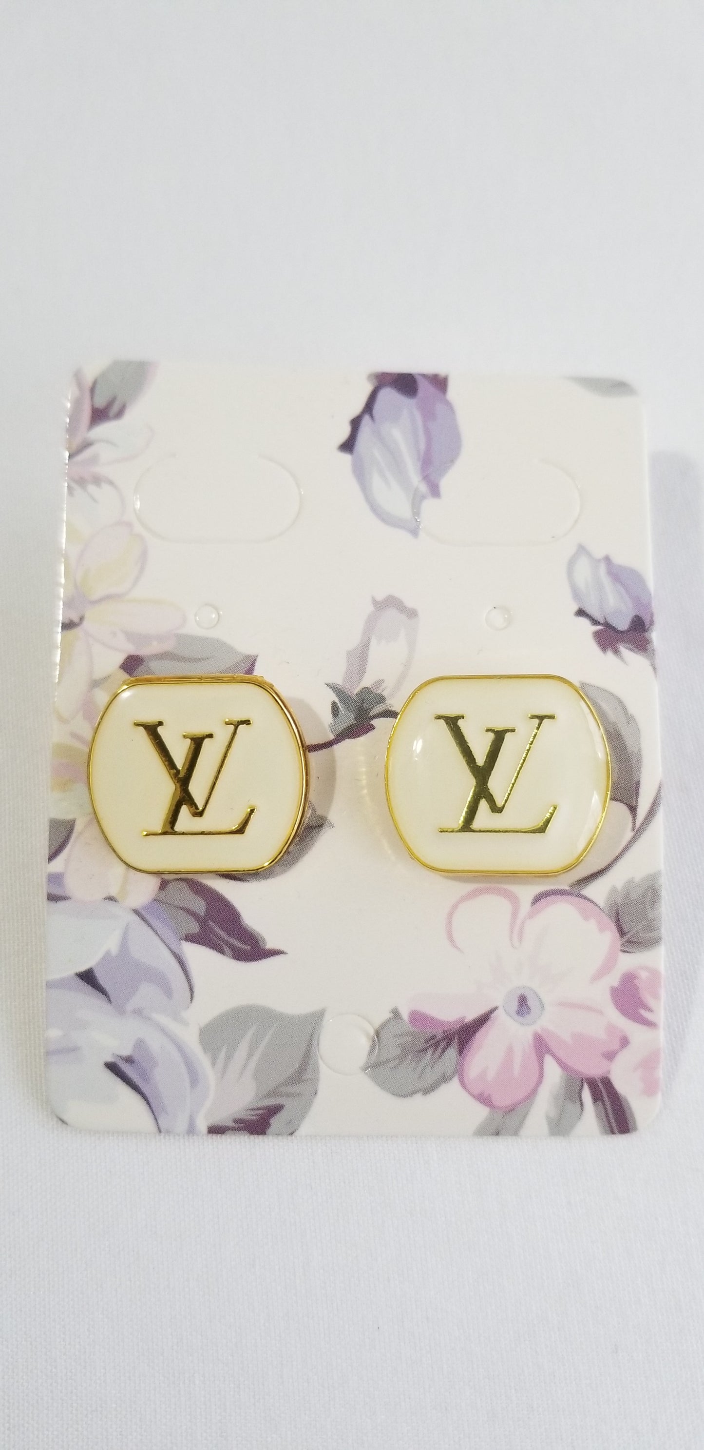 LV White Cuff Earrings Repurposed