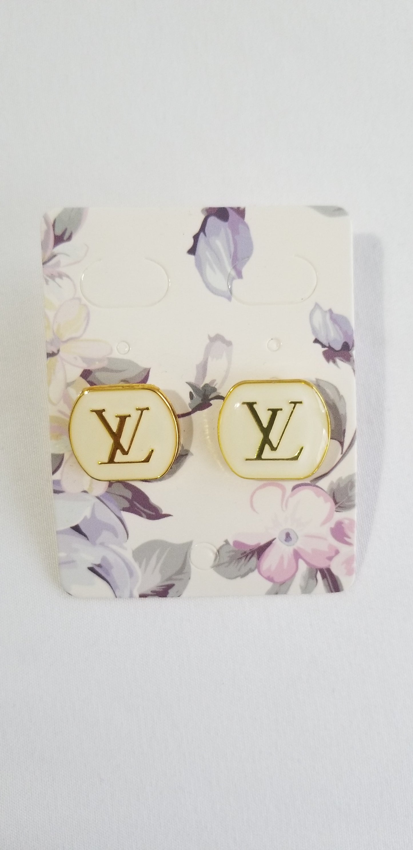 LV White Cuff Earrings Repurposed