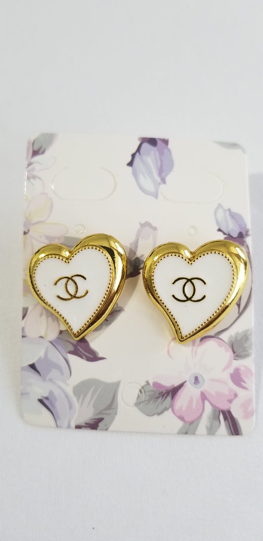 Chanel Large White Hearts Earrings Repurposed