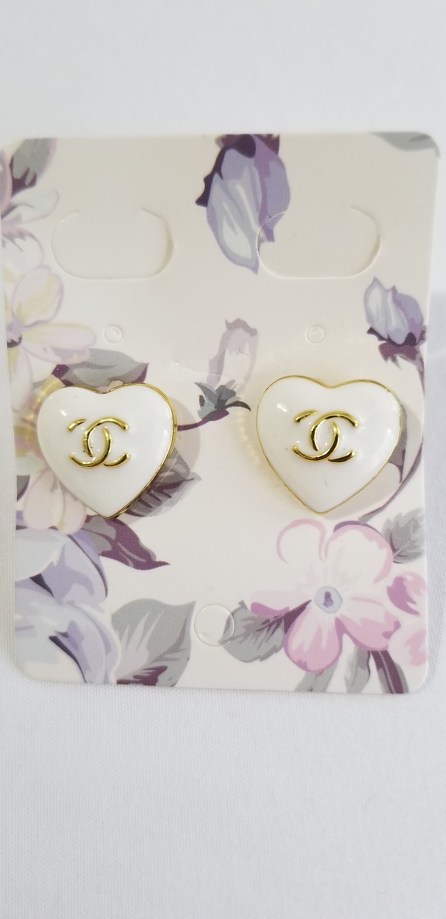 Chanel White Hearts Earrings Repurposed