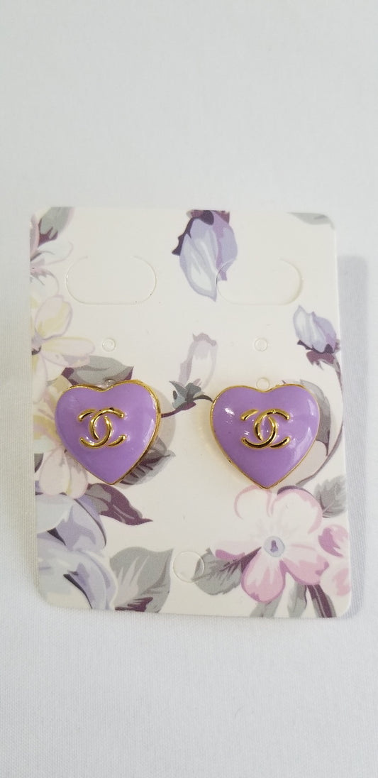 Chanel Lilac Hearts Earrings Repurposed