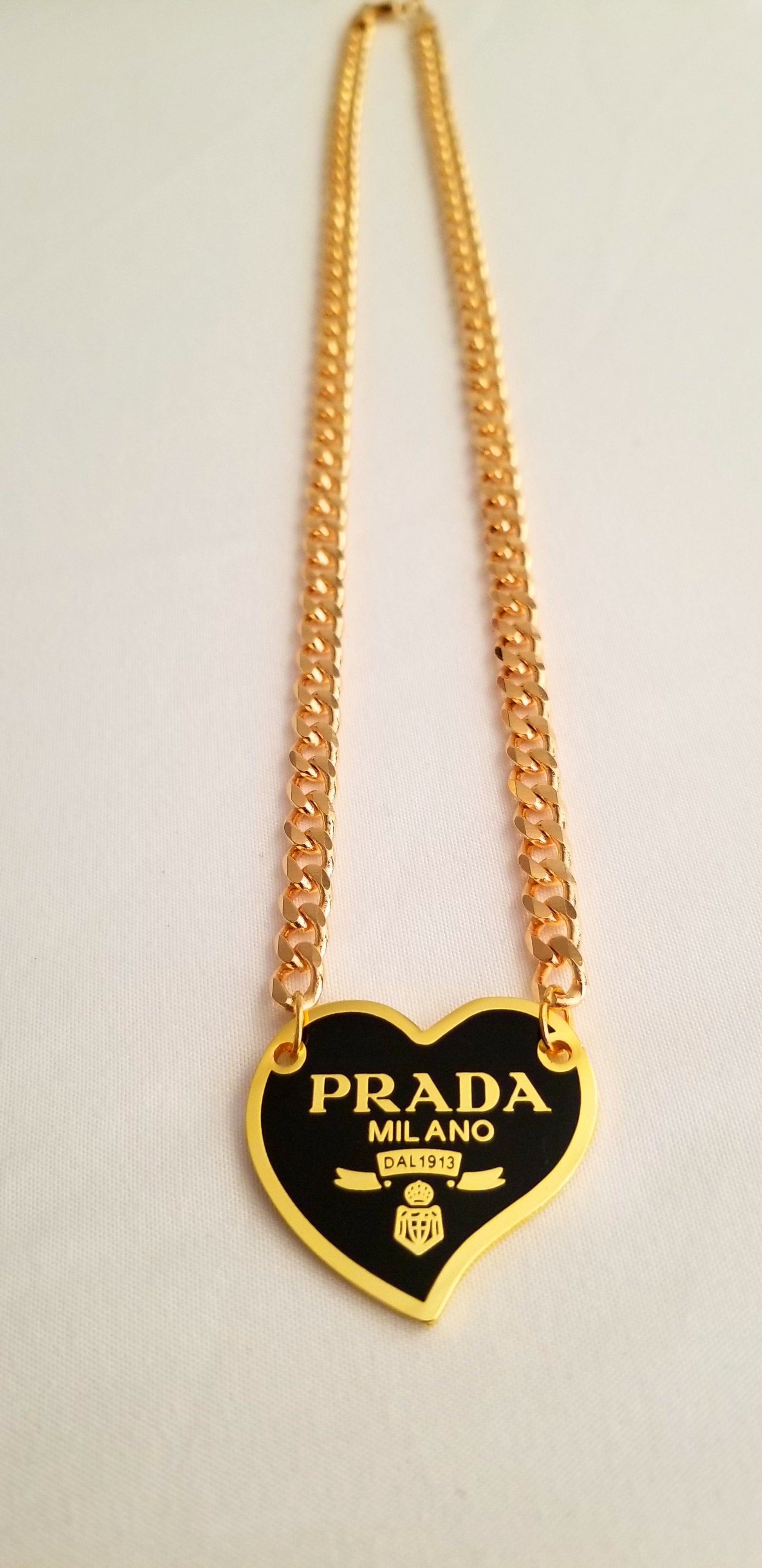 PRADA Gold & Blue Enamel Metal Heart Keychain - ShopperBoard