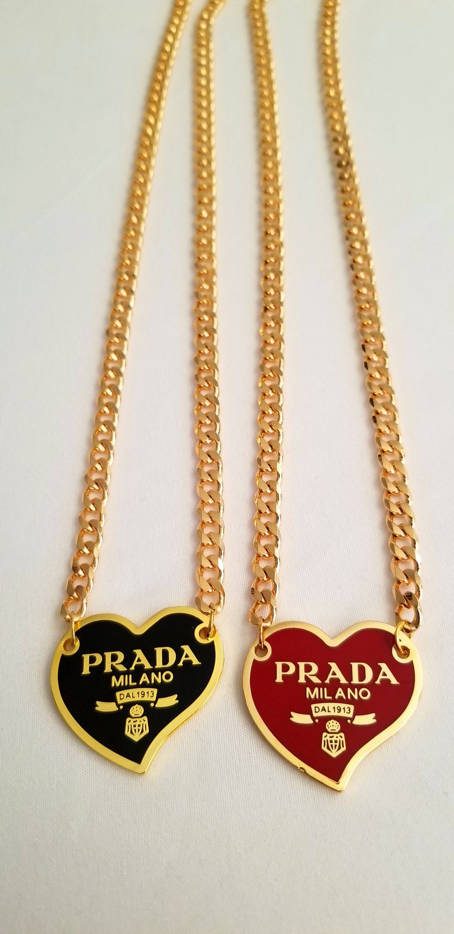 Prada Red Heart Necklace Repurposed