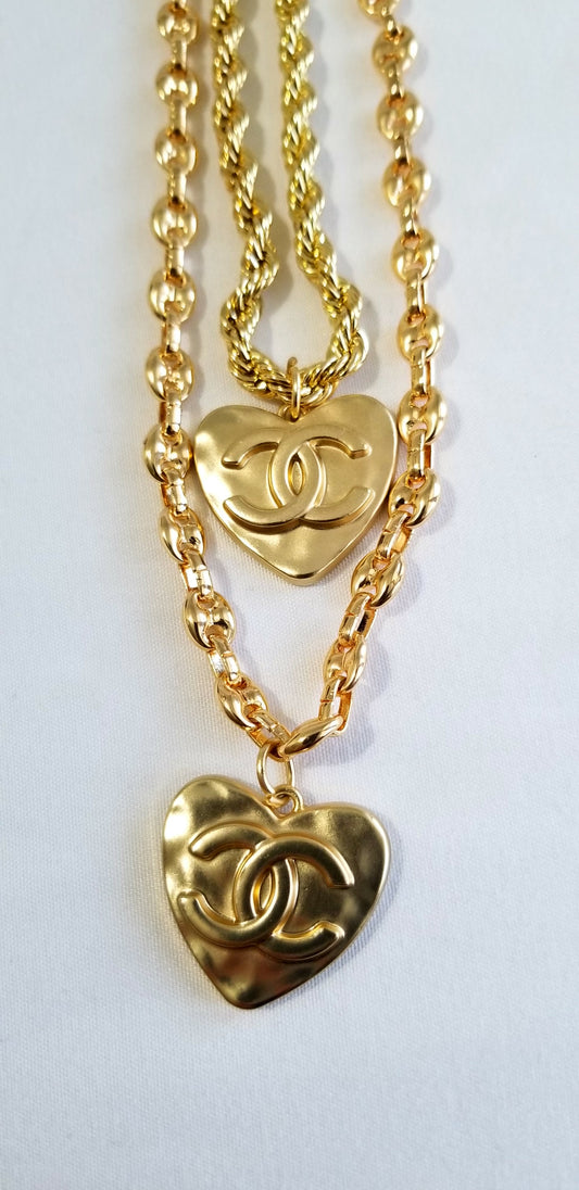 CC Gold Heart  Necklace Repurposed